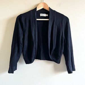 ELIZA J Open-front Cropped‎ Cardigan In Black Womens Size M Top